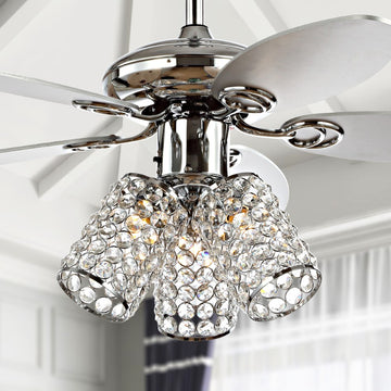 Kris 42" Crystal LED Ceiling Fan With Remote - JONATHAN Y